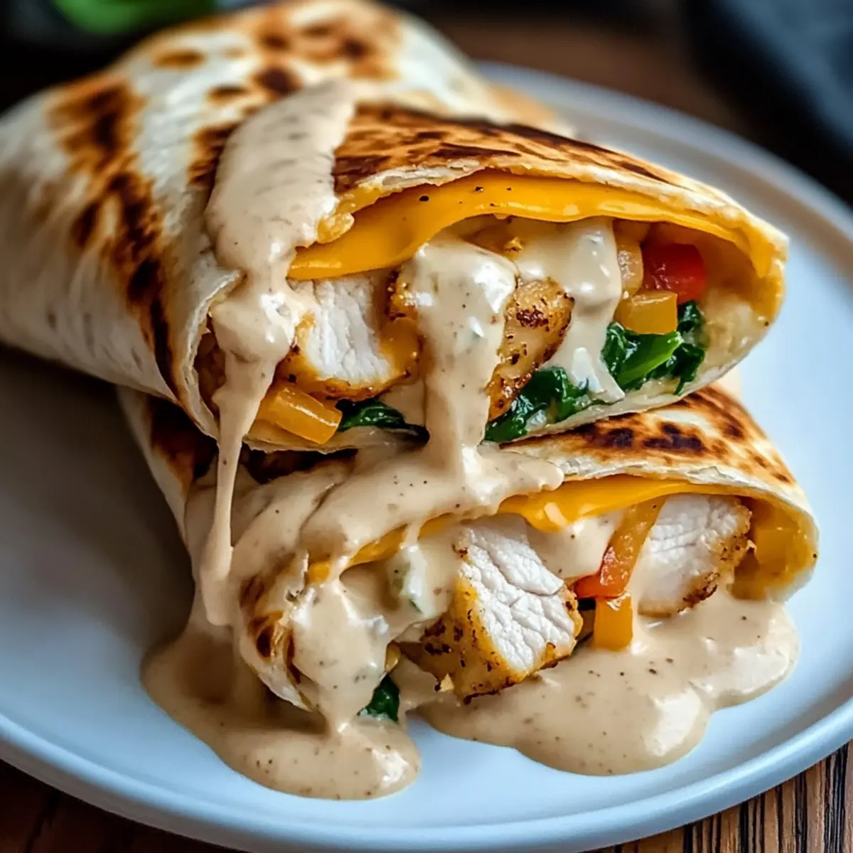 Cheesy Garlic Chicken Wraps