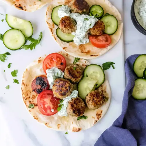 Greek Turkey Meatballs with Tzatziki
