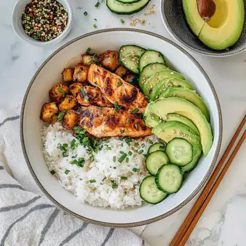 Spicy Salmon Bowls with Coconut Rice