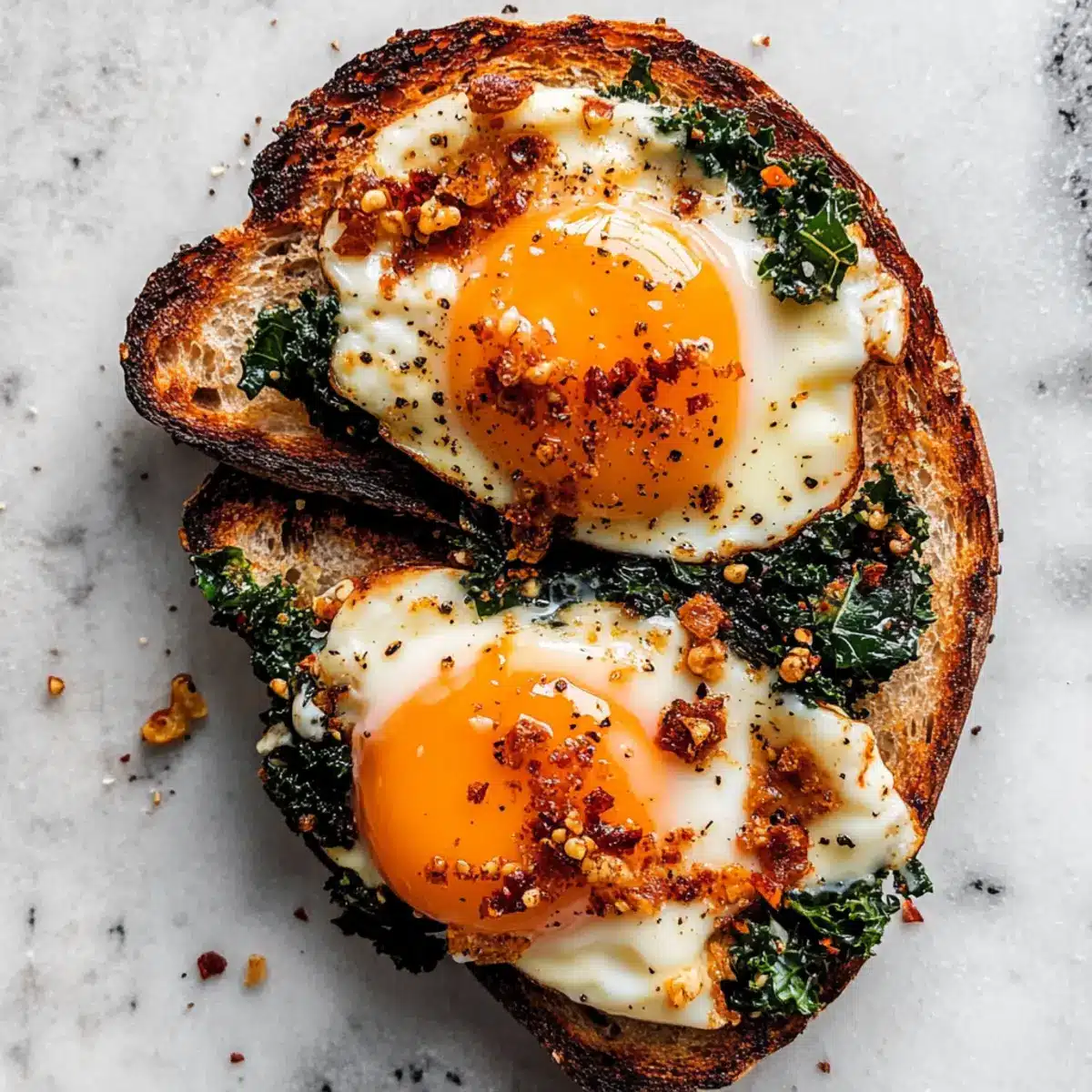 Chili Crisp and Kale Cream Fried Eggs