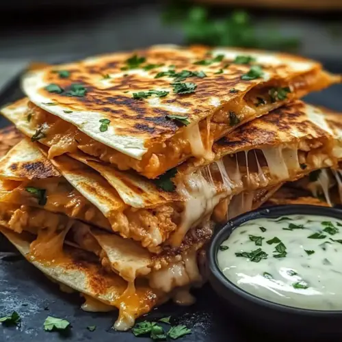 Cheesy Hot Honey Chicken Quesadillas