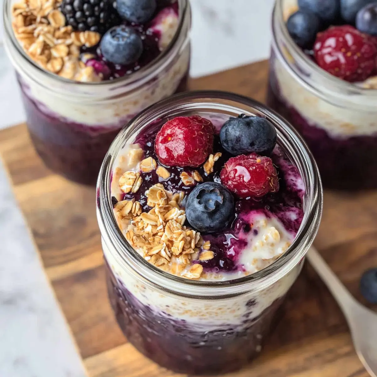 Easy Berry Cheesecake Overnight Oats (Vegan Option)